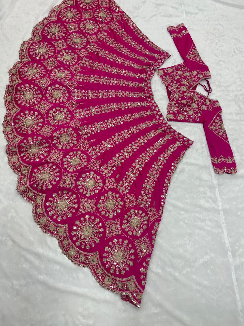 Mahira Dark Pink Two Tone Silk Thread & Coding Embroidered Lehenga Choli
