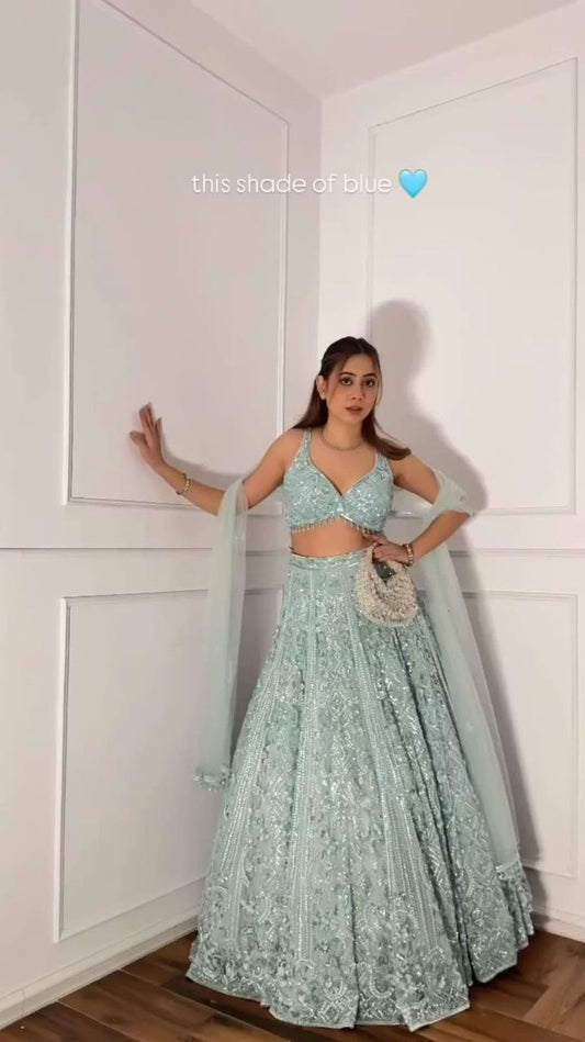 Nooriyah Butterfly Net Dori & Heavy Sequins Embroidered Lehenga Choli