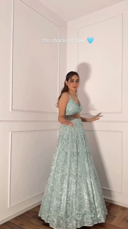 Nooriyah Butterfly Net Dori & Heavy Sequins Embroidered Lehenga Choli