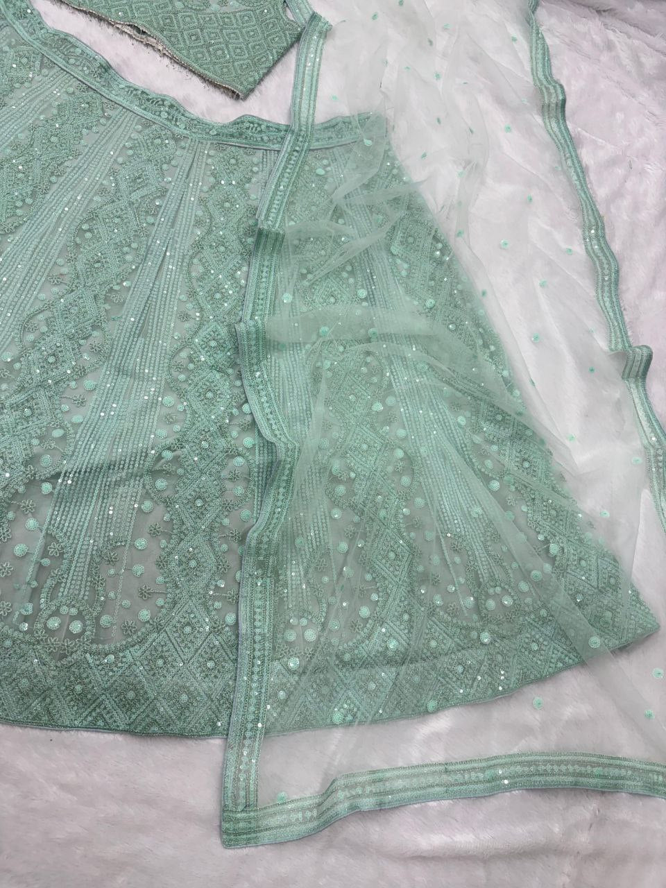 Nooriyah Butterfly Net Dori & Heavy Sequins Embroidered Lehenga Choli
