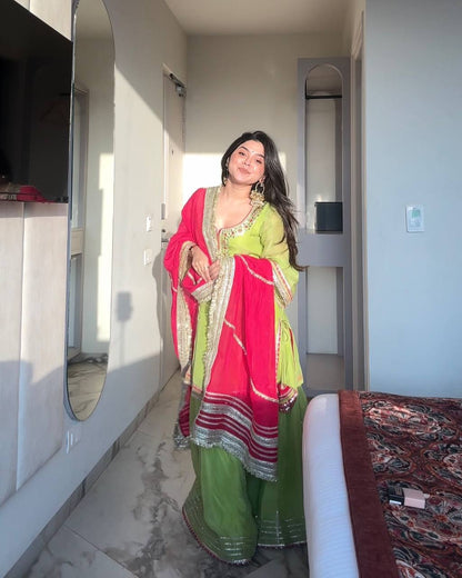 Naira’s Perot Elegance Designer Faux Blooming Sharara Set