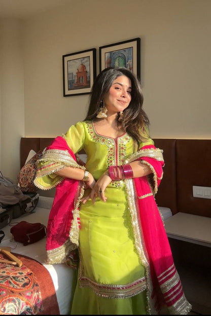 Naira’s Perot Elegance Designer Faux Blooming Sharara Set