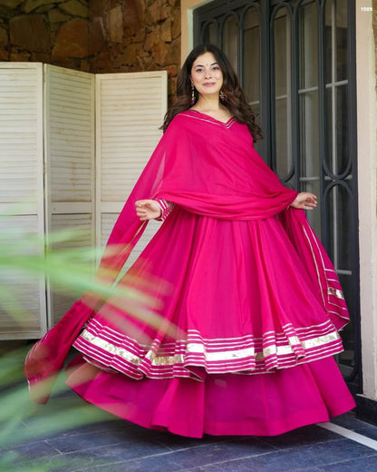 Cheery Pink Premium Shimmer Organza Kurta Set