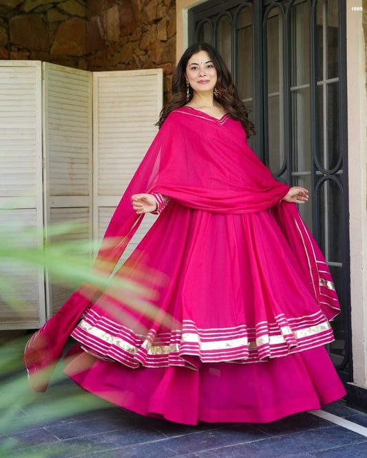 Cheery Pink Premium Shimmer Organza Kurta Set