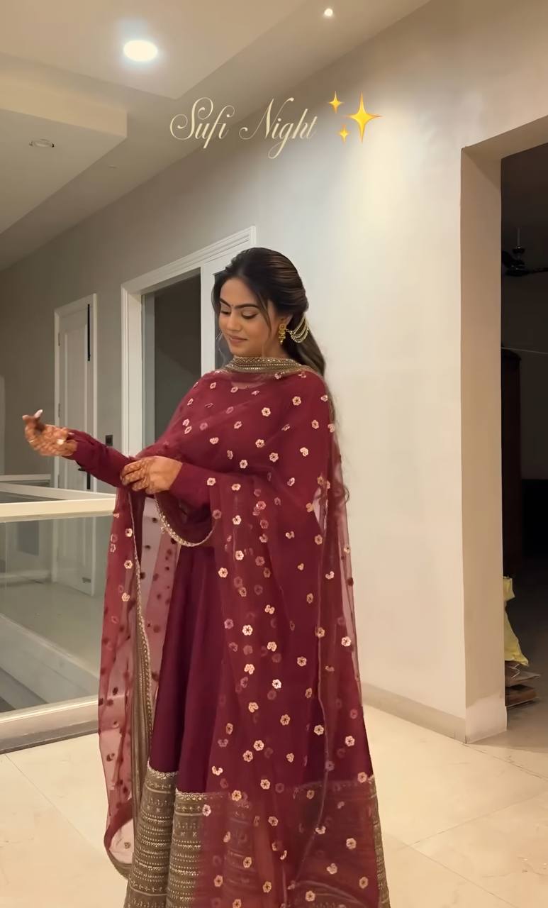 Mahira Designer Embroidered Rayon Anarkali Set