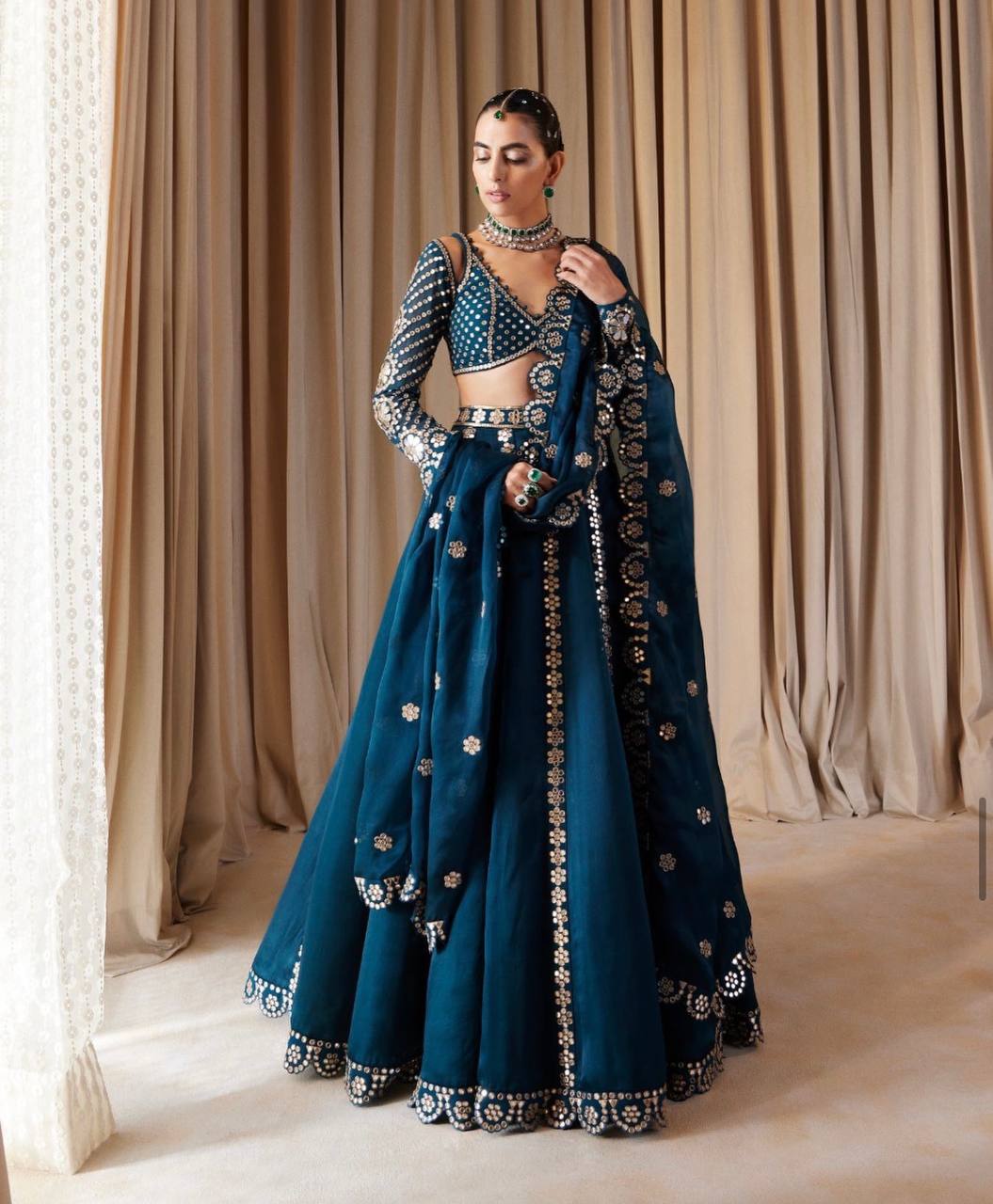 Tharunika Malai Silk Embroidered Lehenga Choli with Dupatta