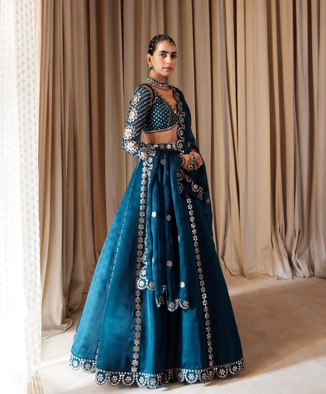 Tharunika Malai Silk Embroidered Lehenga Choli with Dupatta
