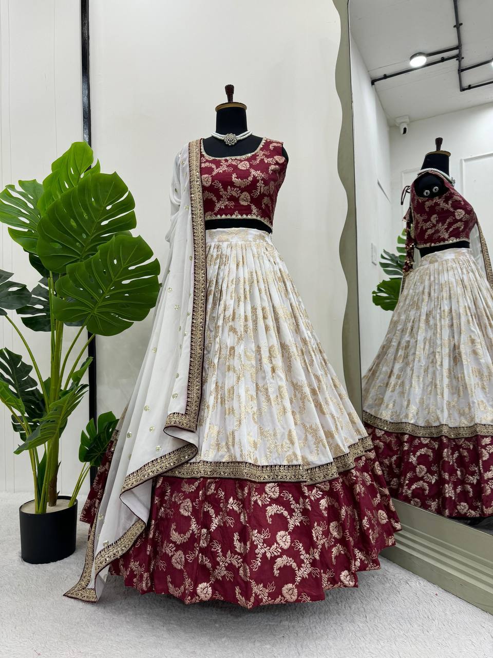 Kashmira Jacquard Sequins Embroidered Lehenga Choli