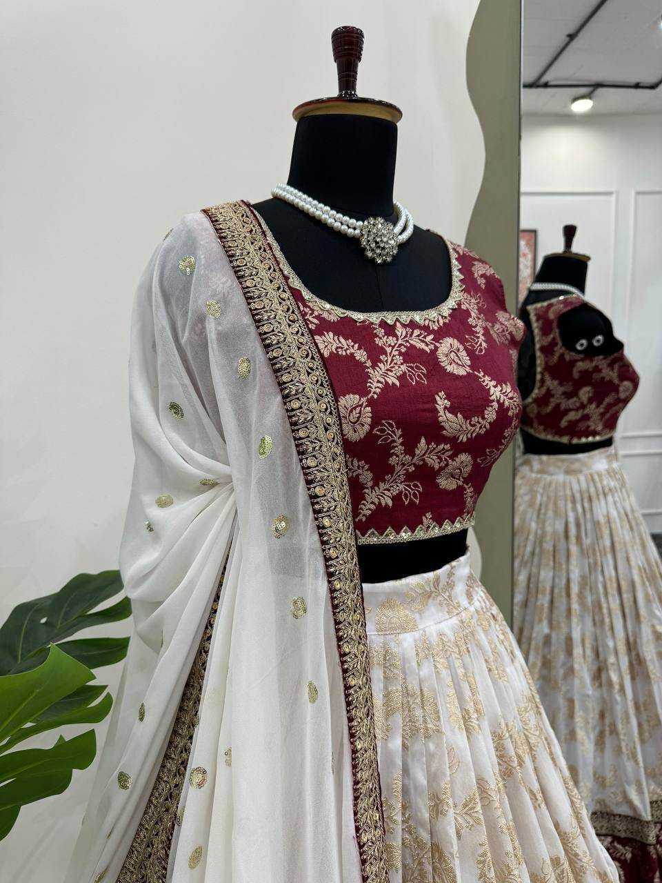 Kashmira Jacquard Sequins Embroidered Lehenga Choli