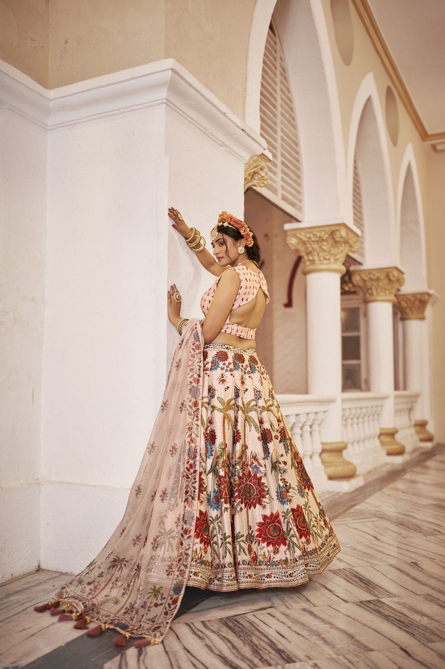 Iravathi Off White Art Silk Lehenga Choli with Organza Dupatta
