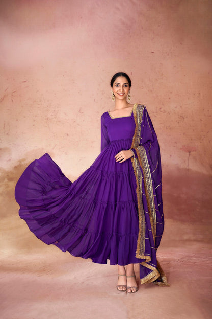 Kiyana Faux Georgette Ruffle Gown Set