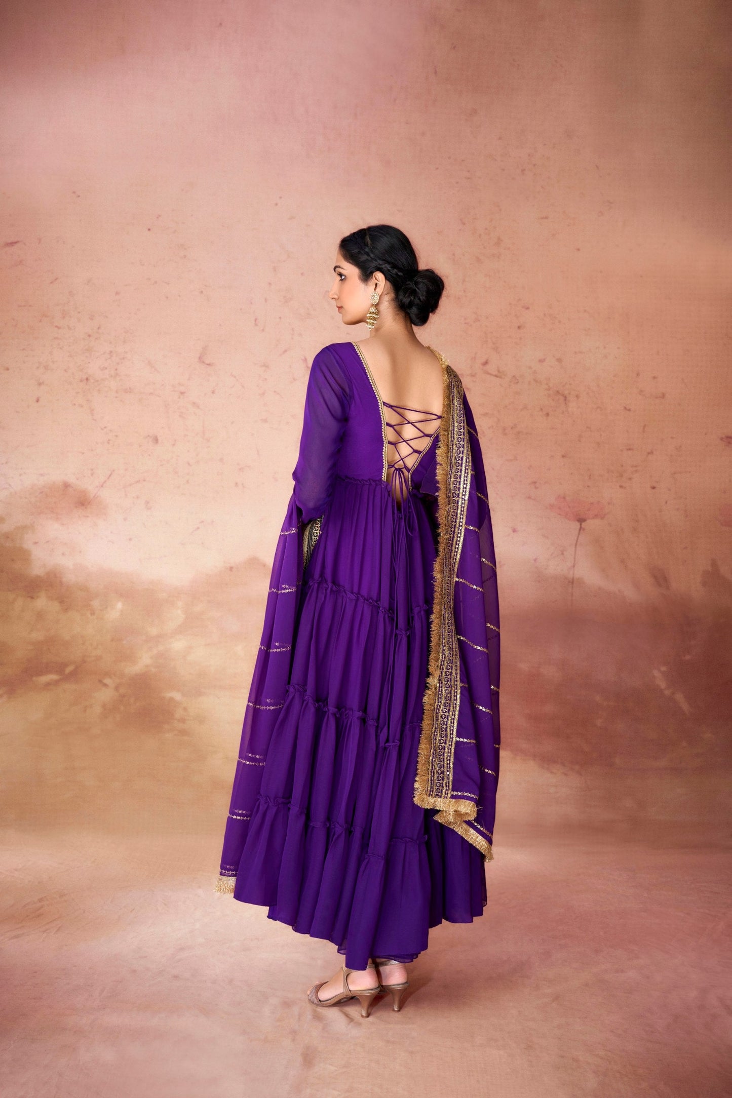 Kiyana Faux Georgette Ruffle Gown Set