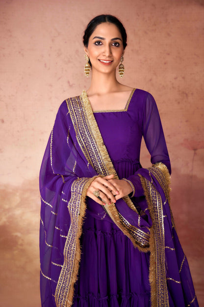 Kiyana Faux Georgette Ruffle Gown Set