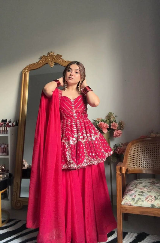 Ritika Pink Faux Blooming Sharara Set