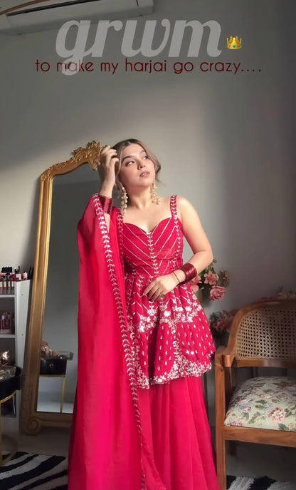 Ritika Pink Faux Blooming Sharara Set