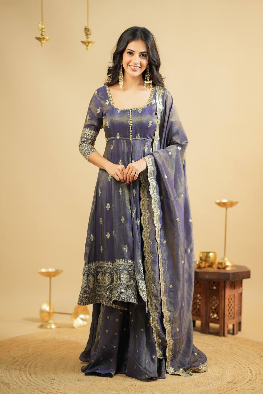 Chandrika Glow Cosmo Slik Anarkali Skirt Suit
