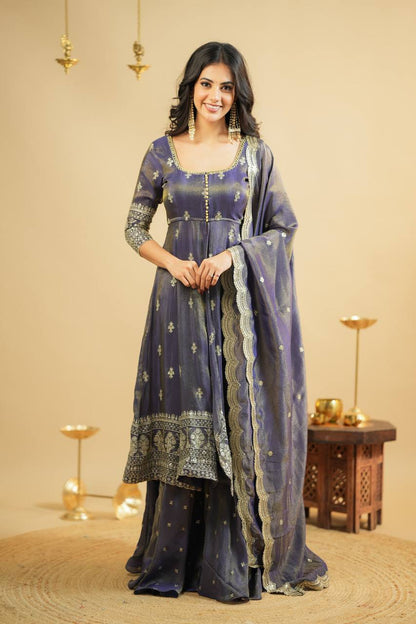 Chandrika Glow Cosmo Slik Anarkali Skirt Suit