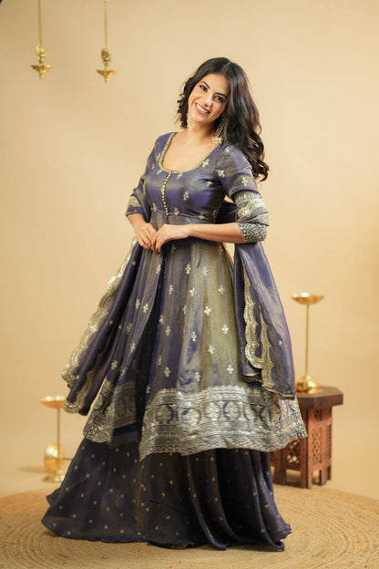Chandrika Glow Cosmo Slik Anarkali Skirt Suit