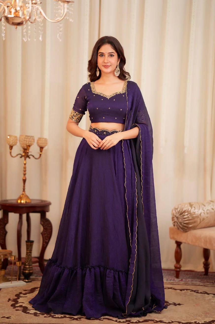 Urvashi Diamond Crush Silk Lehenga Set