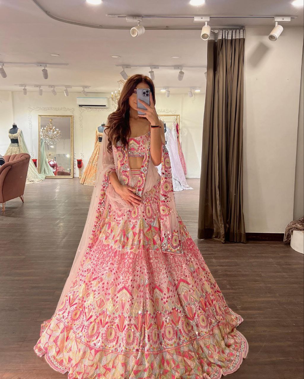 Lirena Multicolour Embroidered Georgette Lehenga Choli