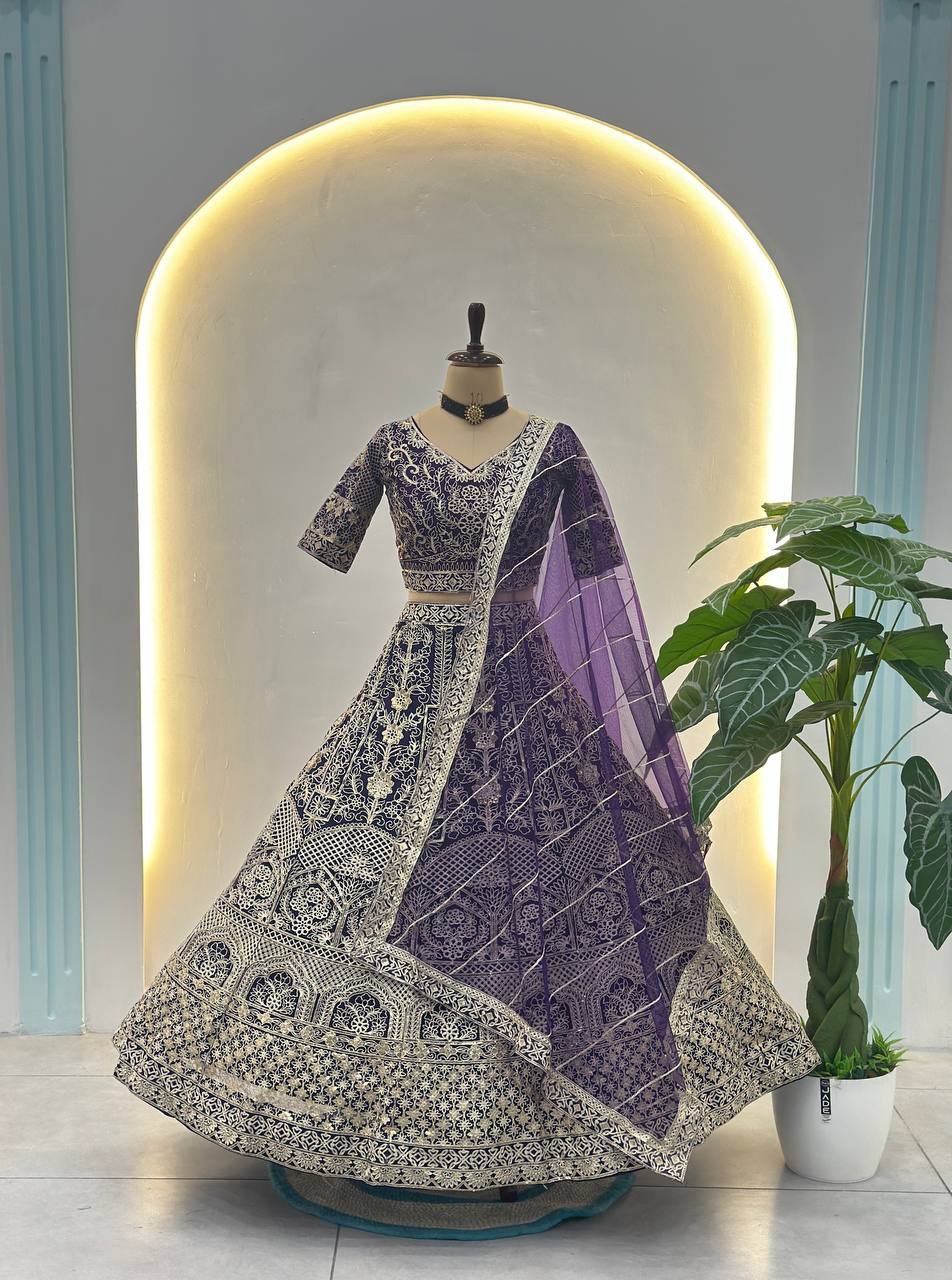 Alisha Embroidered Net Lehenga Choli Set