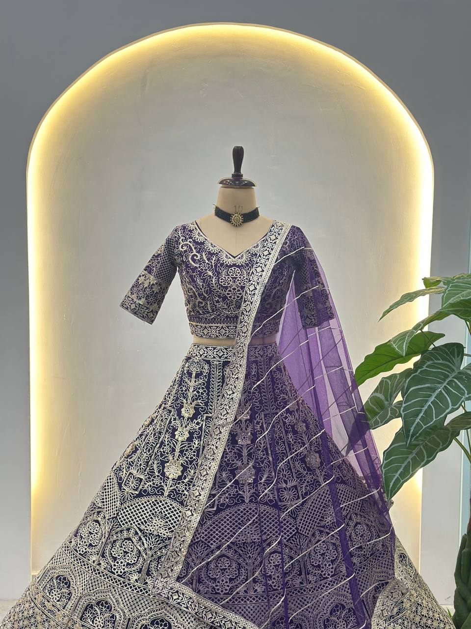 Alisha Embroidered Net Lehenga Choli Set