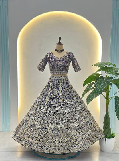 Alisha Embroidered Net Lehenga Choli Set