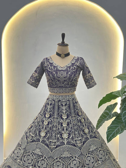 Alisha Embroidered Net Lehenga Choli Set