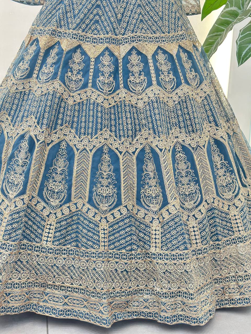Yuvnika Sky Blue Butterfly Net Lehenga Choli