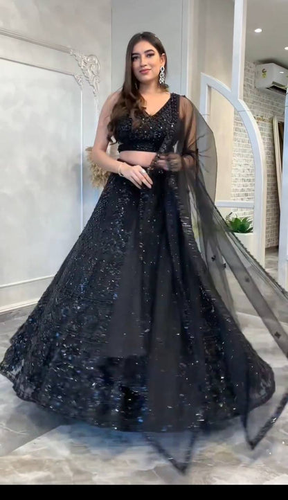 Janaki Net Lehenga Set with Dori & Sequins