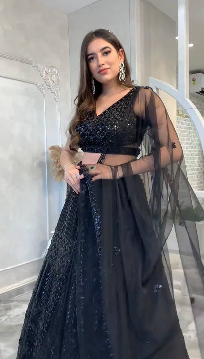 Janaki Net Lehenga Set with Dori & Sequins