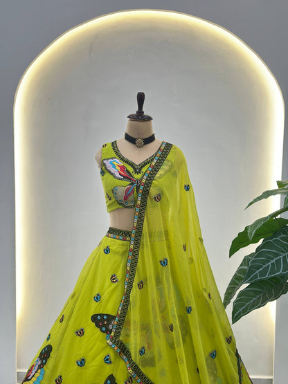Zivara Butterfly Embroidered Faux Georgette Lehenga Choli