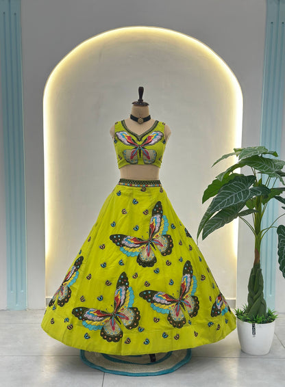 Zivara Butterfly Embroidered Faux Georgette Lehenga Choli