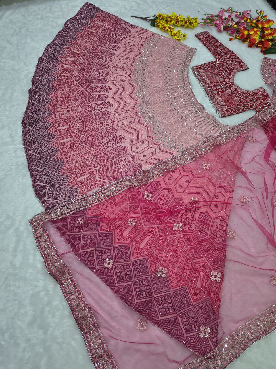 Ruhani Georgette Thread & Coding Embroidered Lehenga Choli