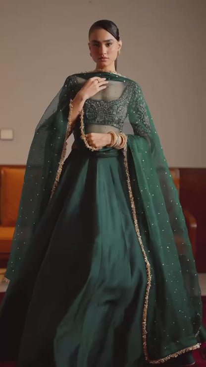 Vireza Malai Satin Flared Lehenga Choli