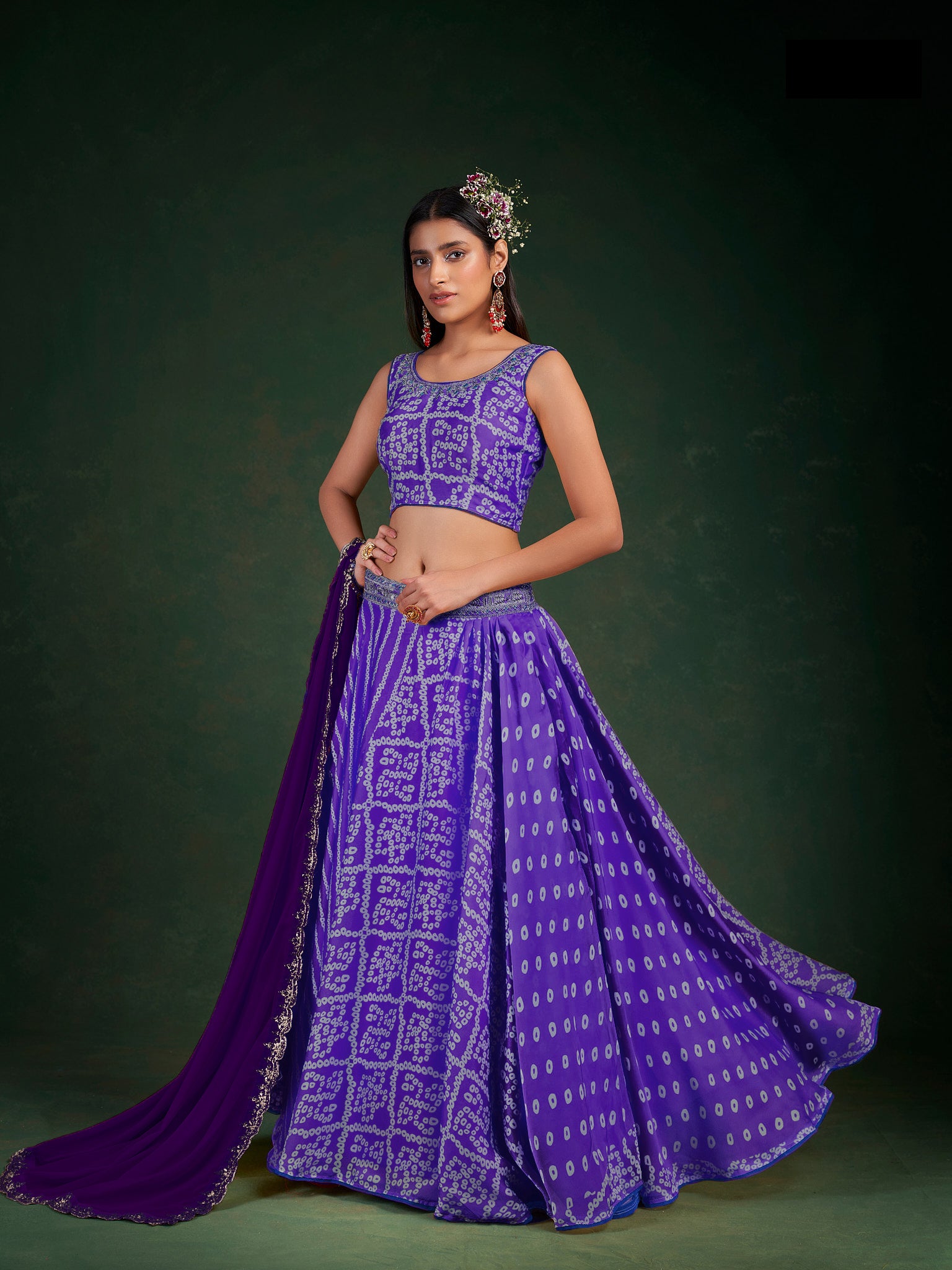 Enigmatic Eggplant Chinon Lehenga