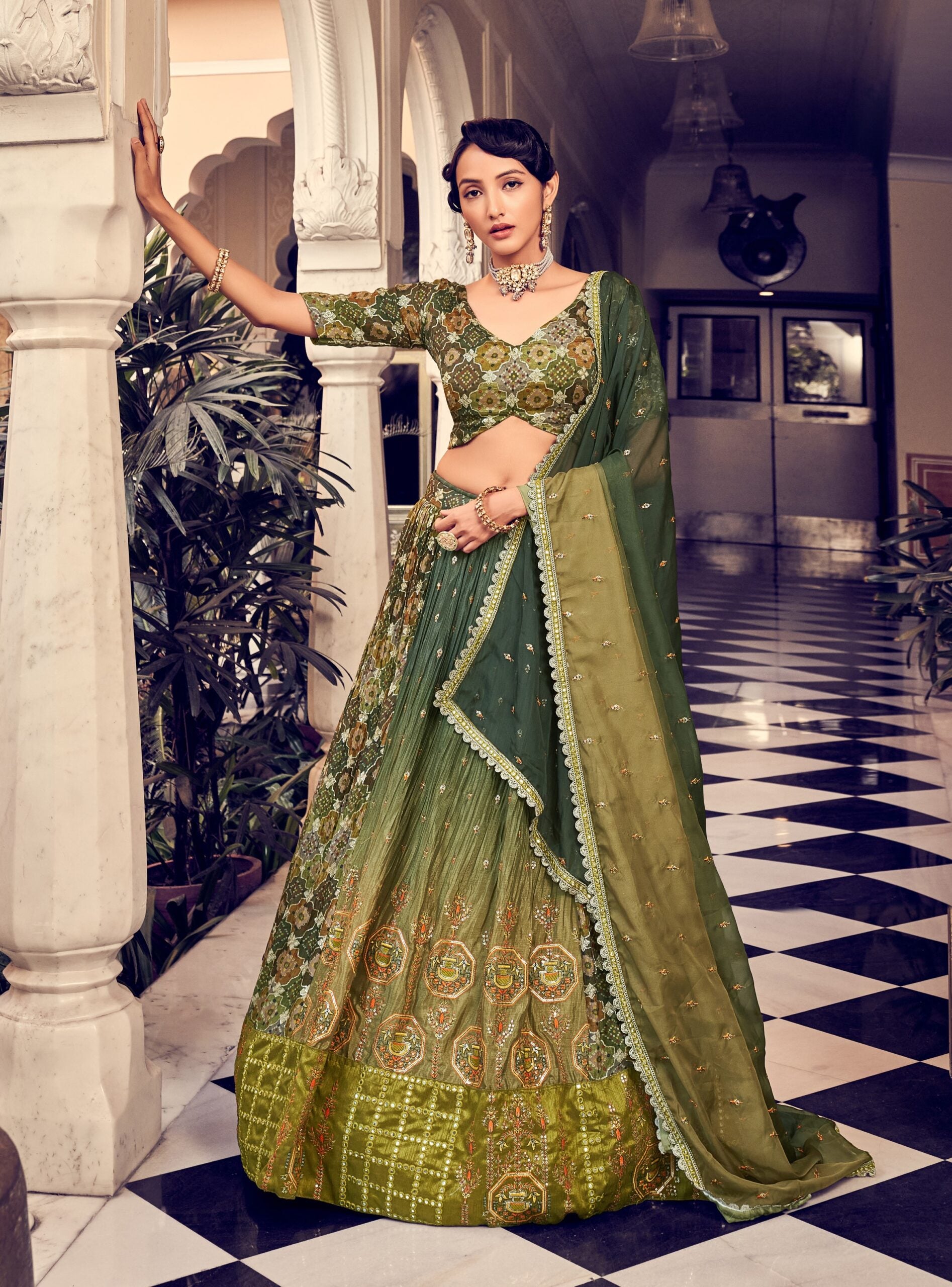 Vintage Viridescent Zari Splendor Lehenga Choli
