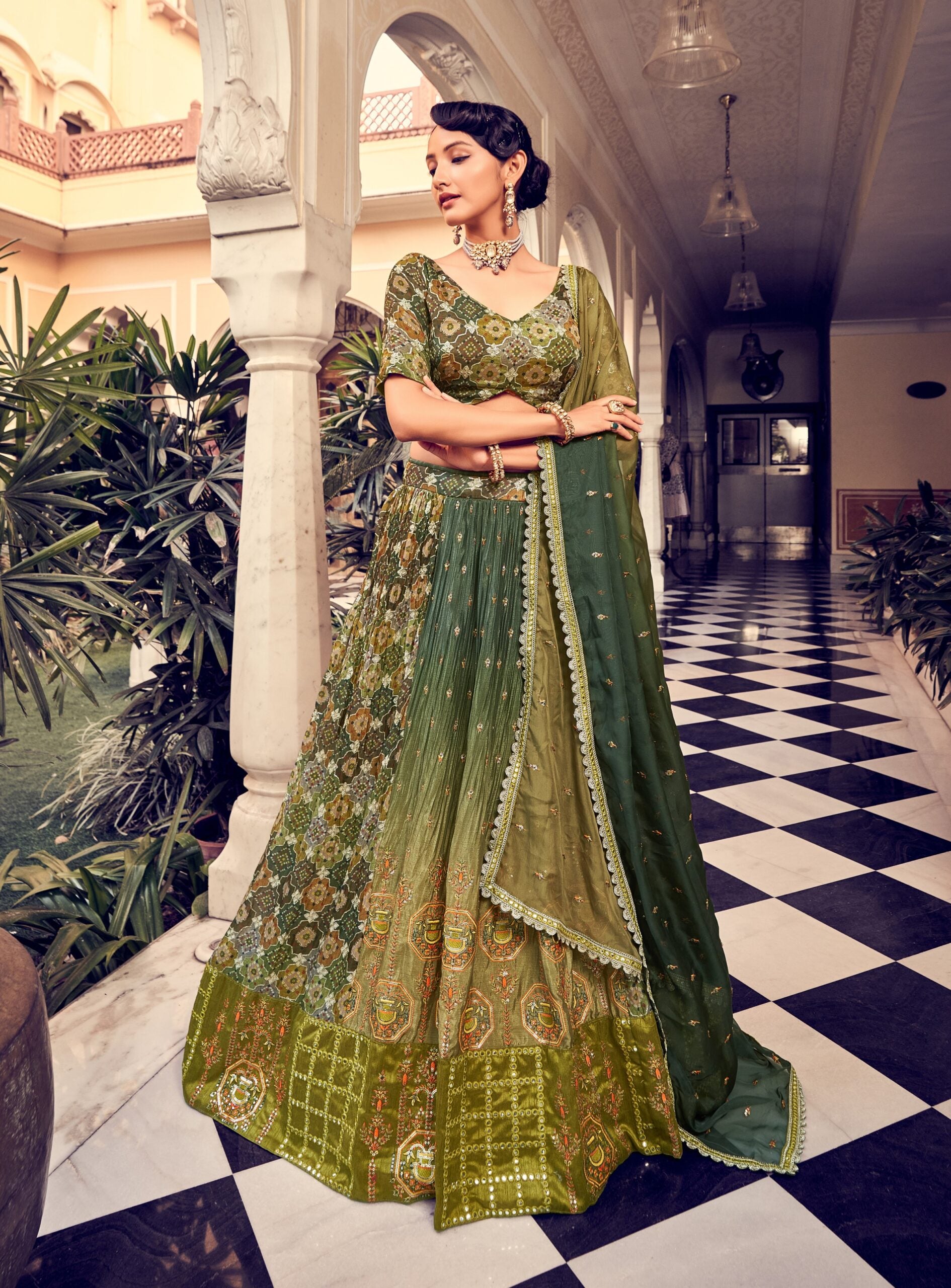 Vintage Viridescent Zari Splendor Lehenga Choli