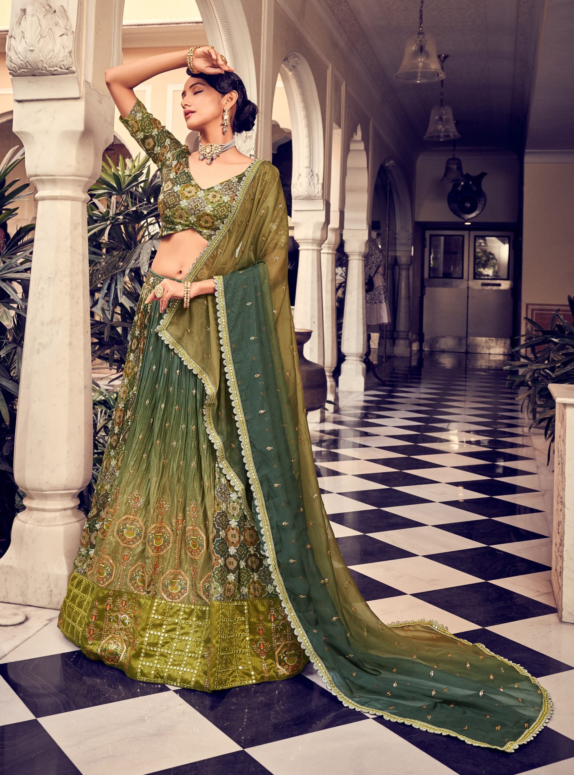 Vintage Viridescent Zari Splendor Lehenga Choli