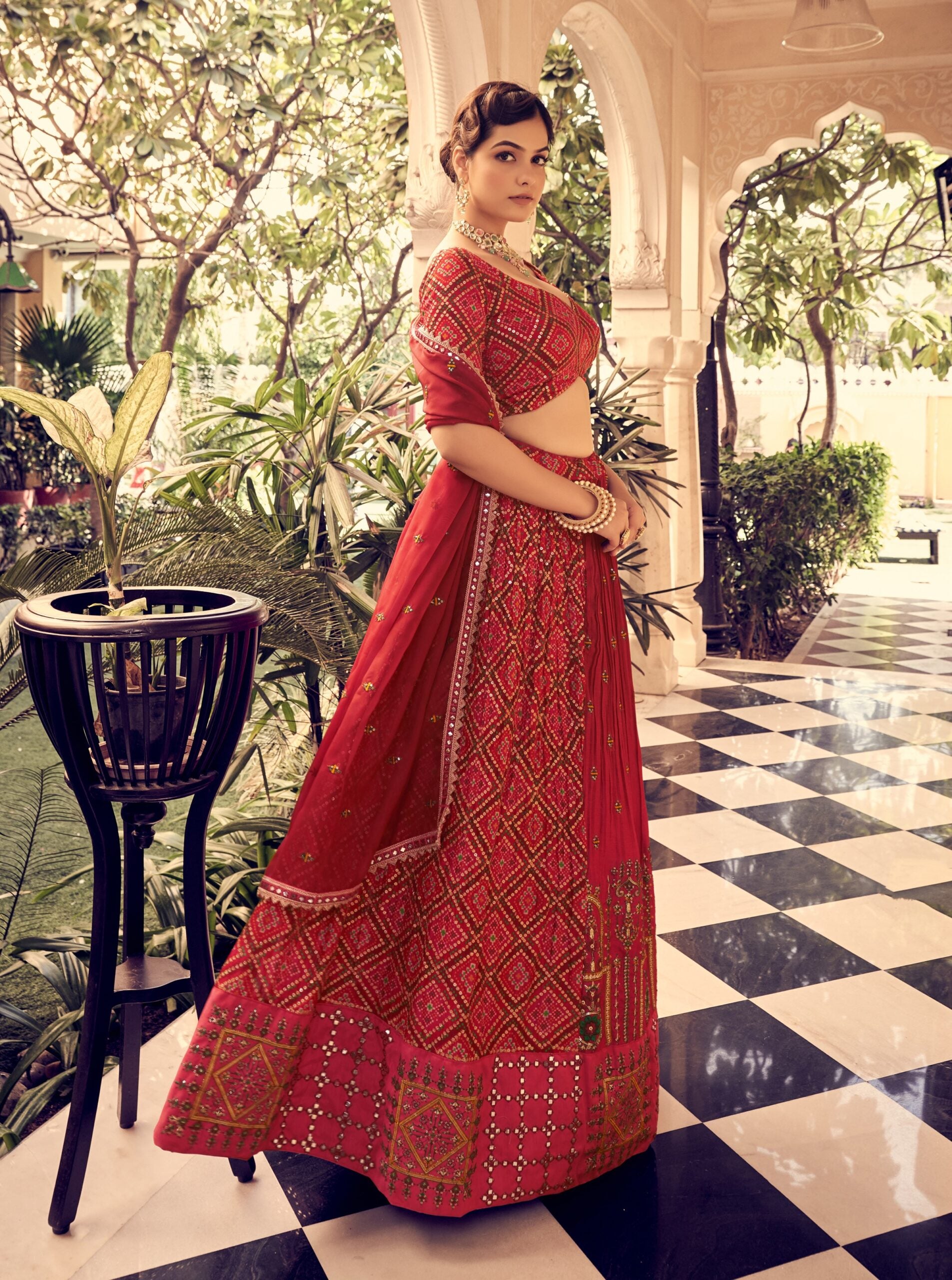 Royal Crimson Silk Treasure Lehenga Choli