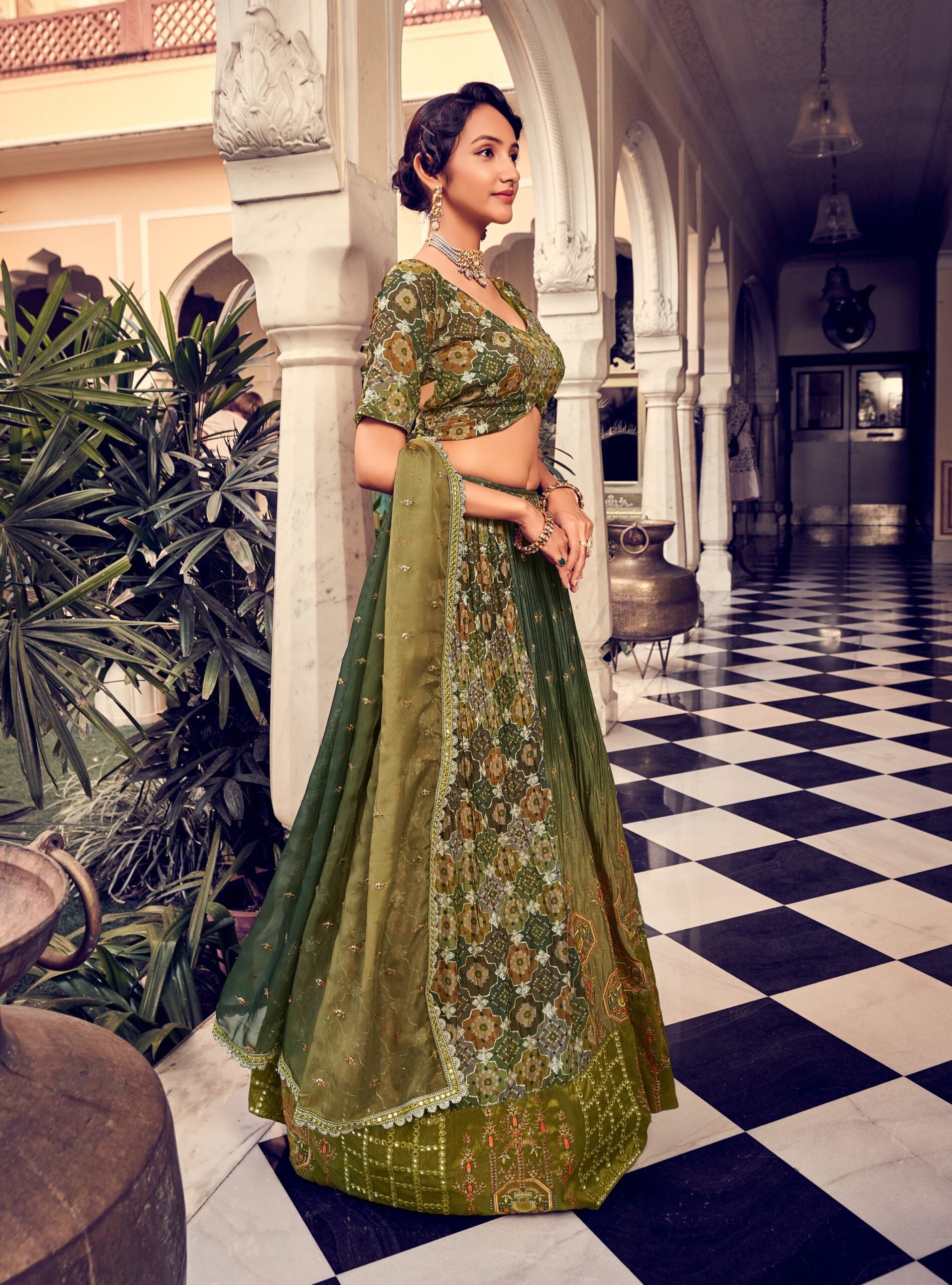 Vintage Viridescent Zari Splendor Lehenga Choli