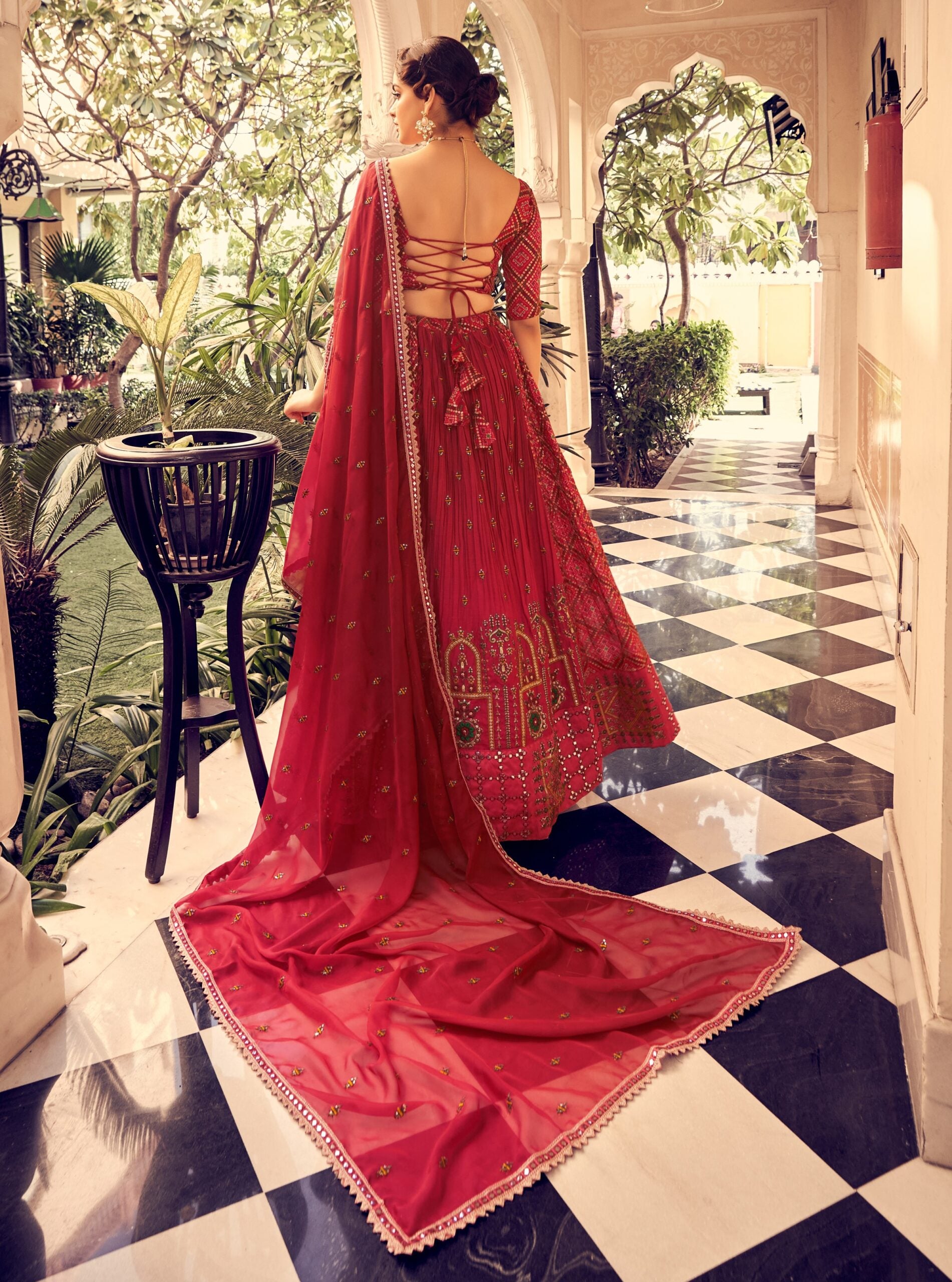 Royal Crimson Silk Treasure Lehenga Choli