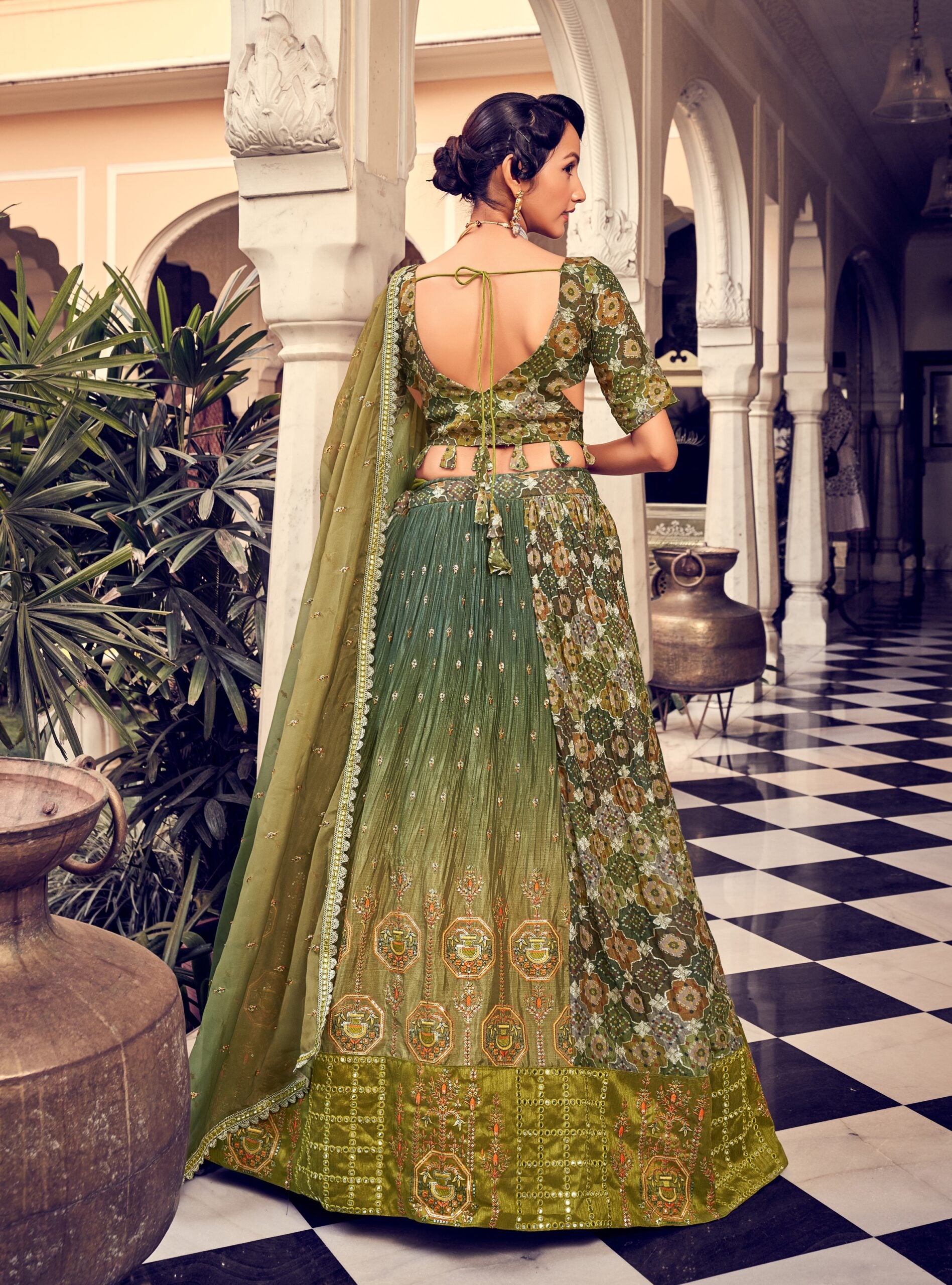 Vintage Viridescent Zari Splendor Lehenga Choli