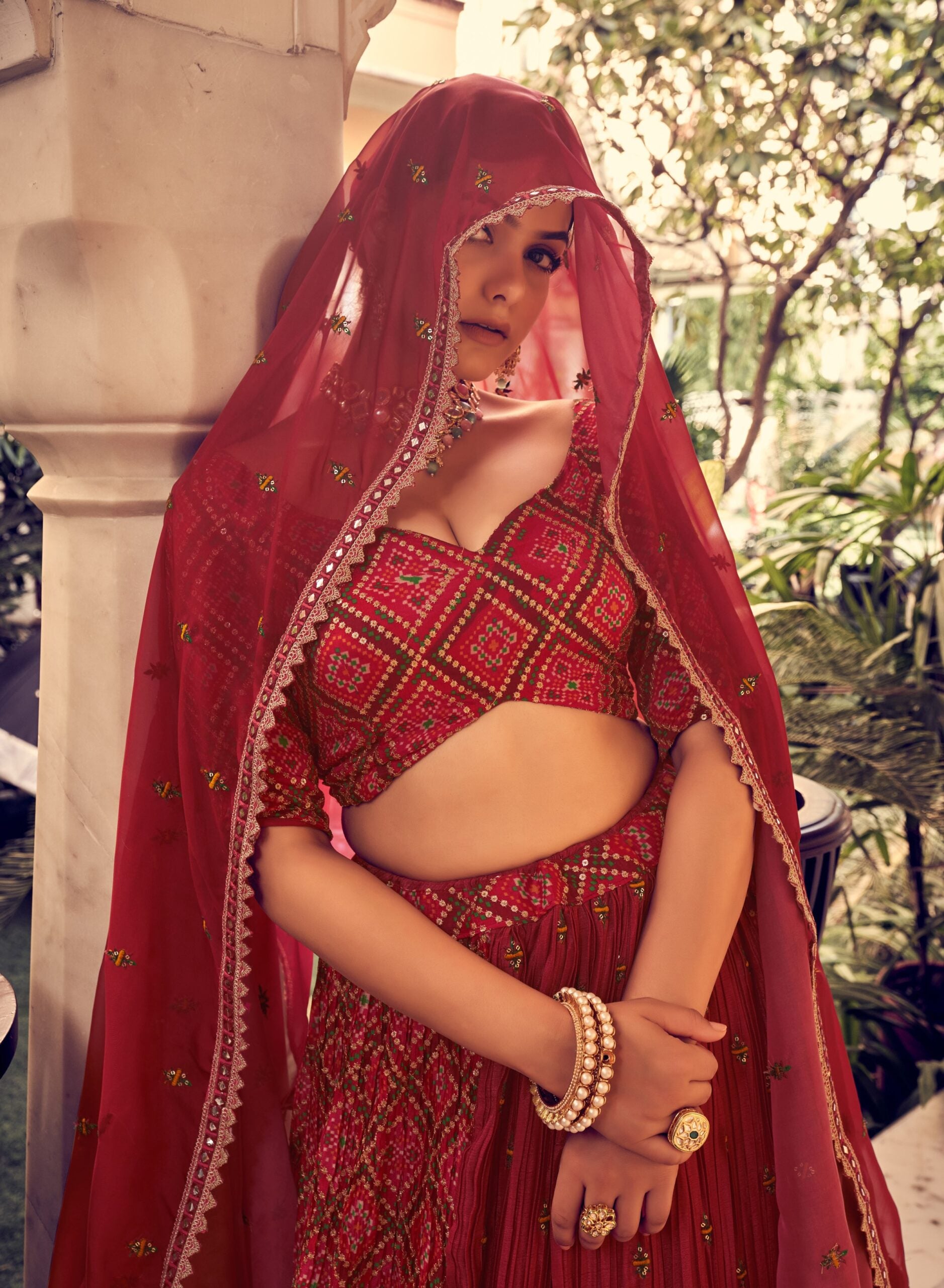 Royal Crimson Silk Treasure Lehenga Choli