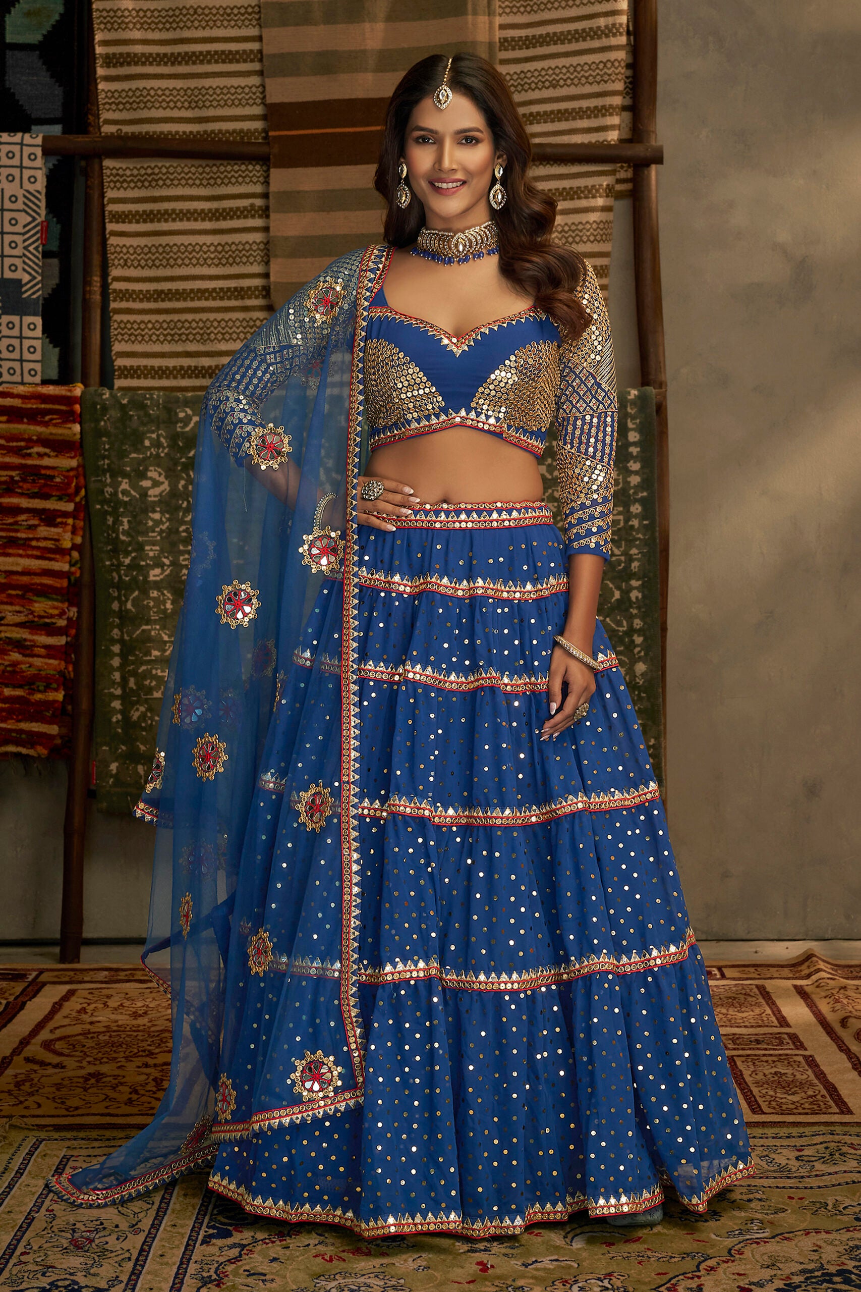 Nabh Neela Georgette Lehenga Choli