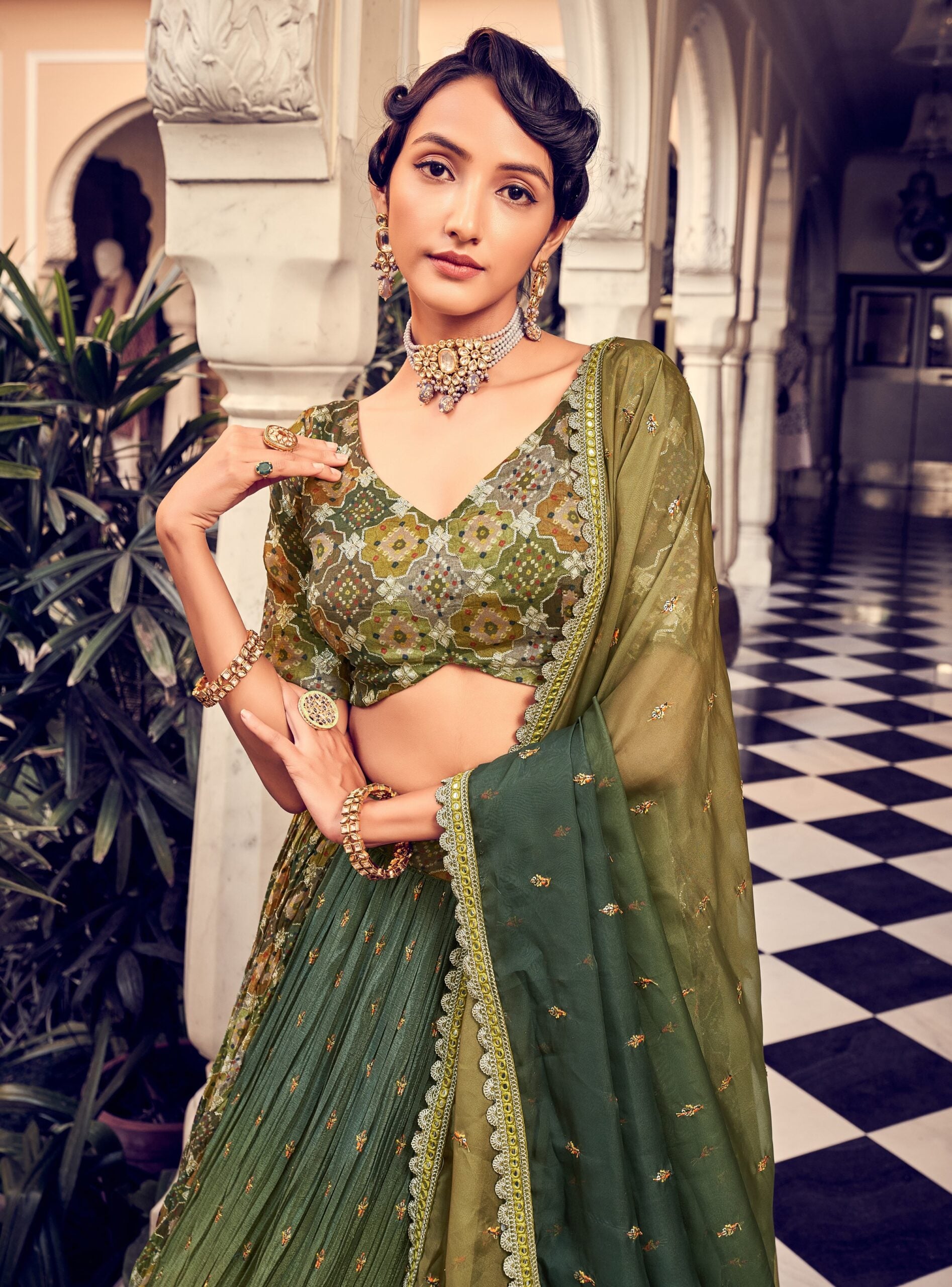 Vintage Viridescent Zari Splendor Lehenga Choli