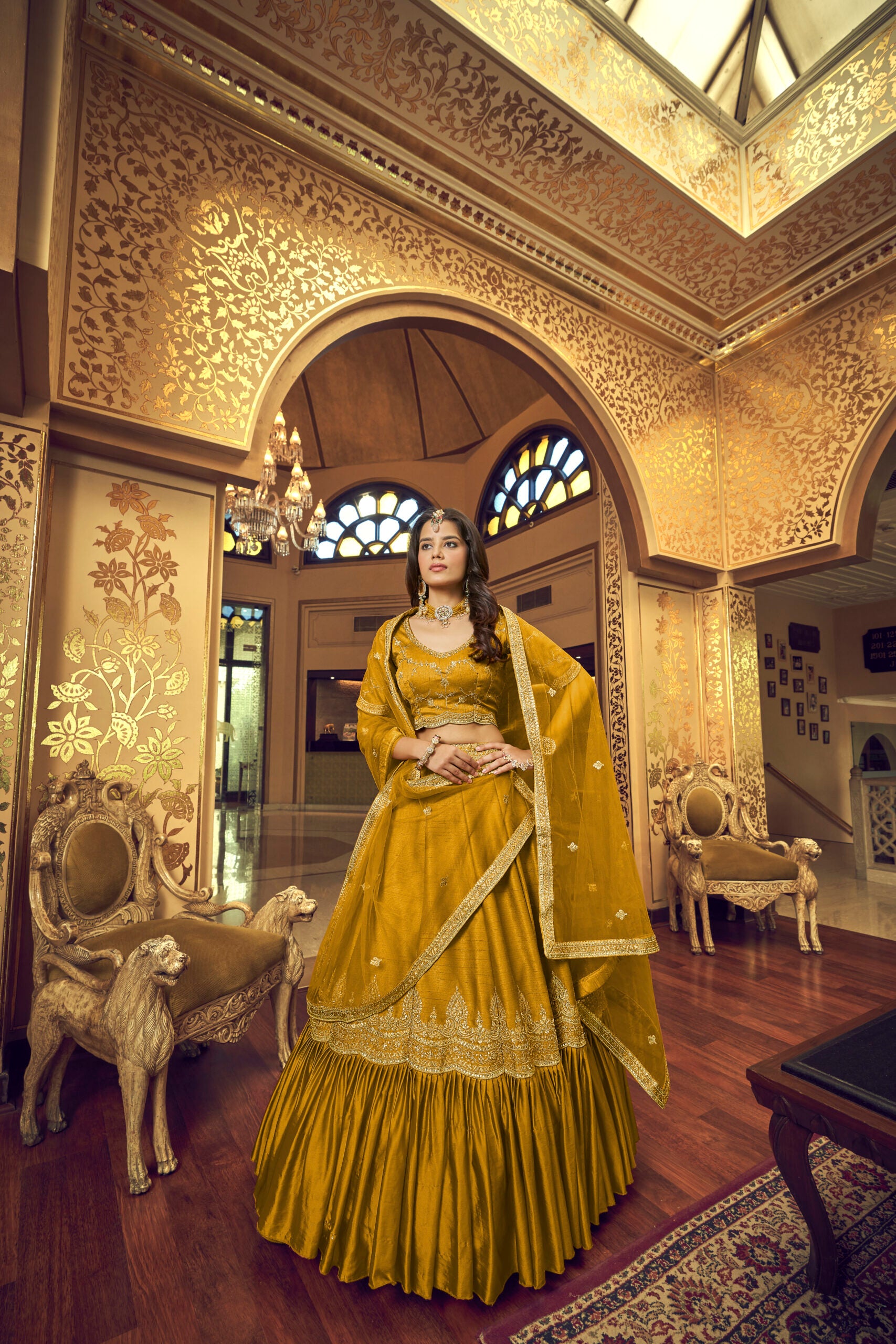 Mustard Marigold Zari Kissed Sunflower Lehengha Choli