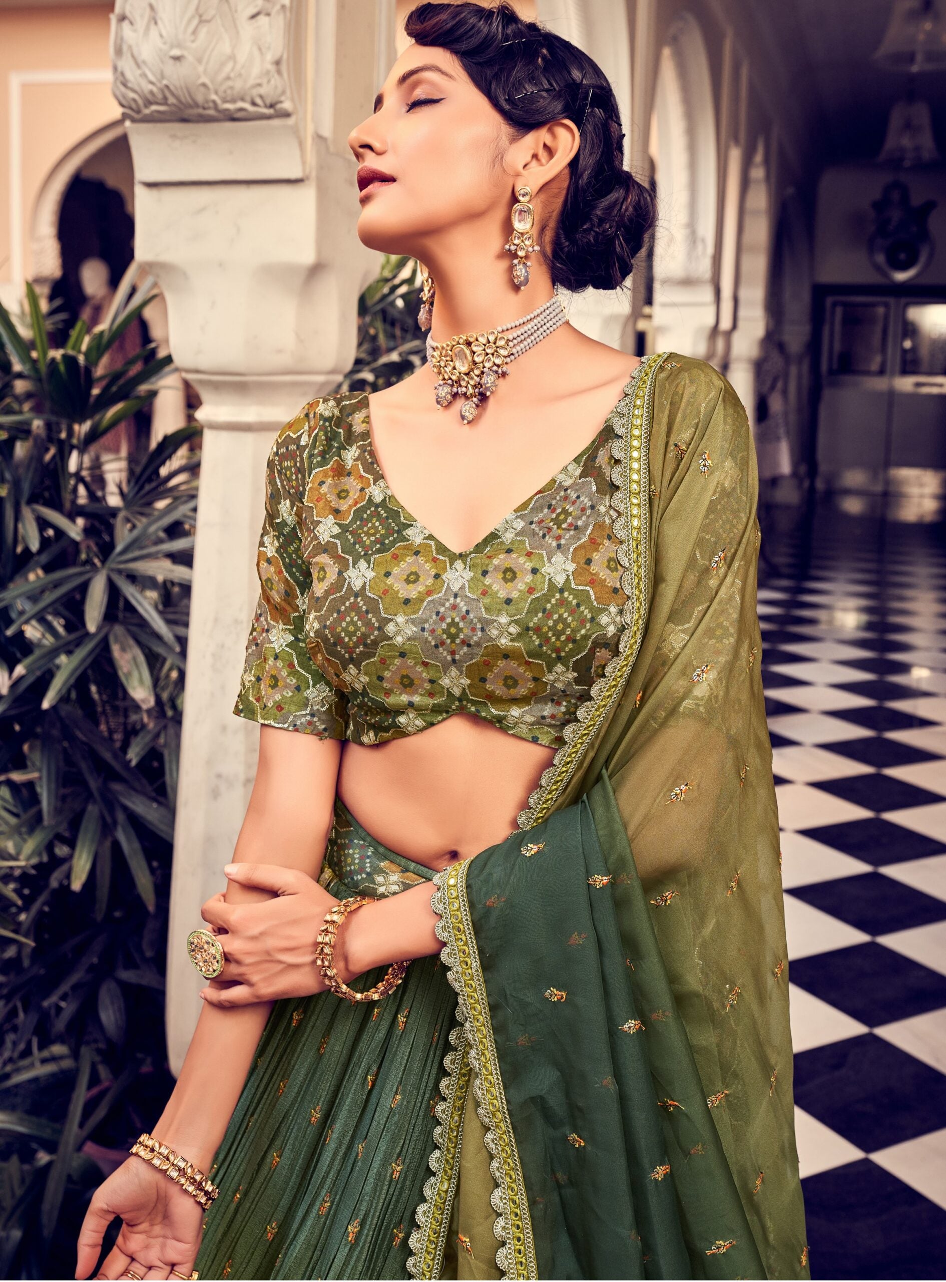 Vintage Viridescent Zari Splendor Lehenga Choli