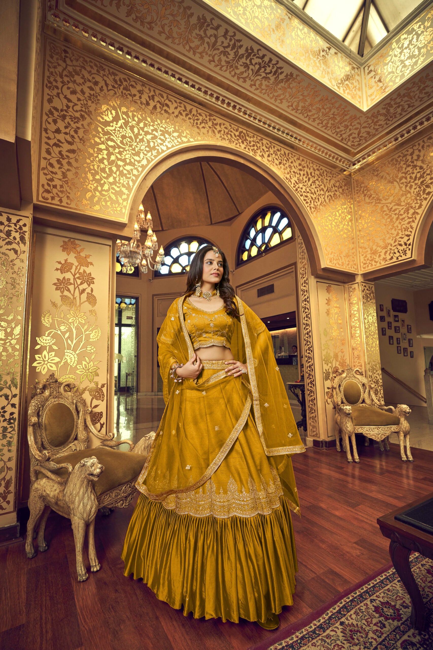 Mustard Marigold Zari Kissed Sunflower Lehengha Choli