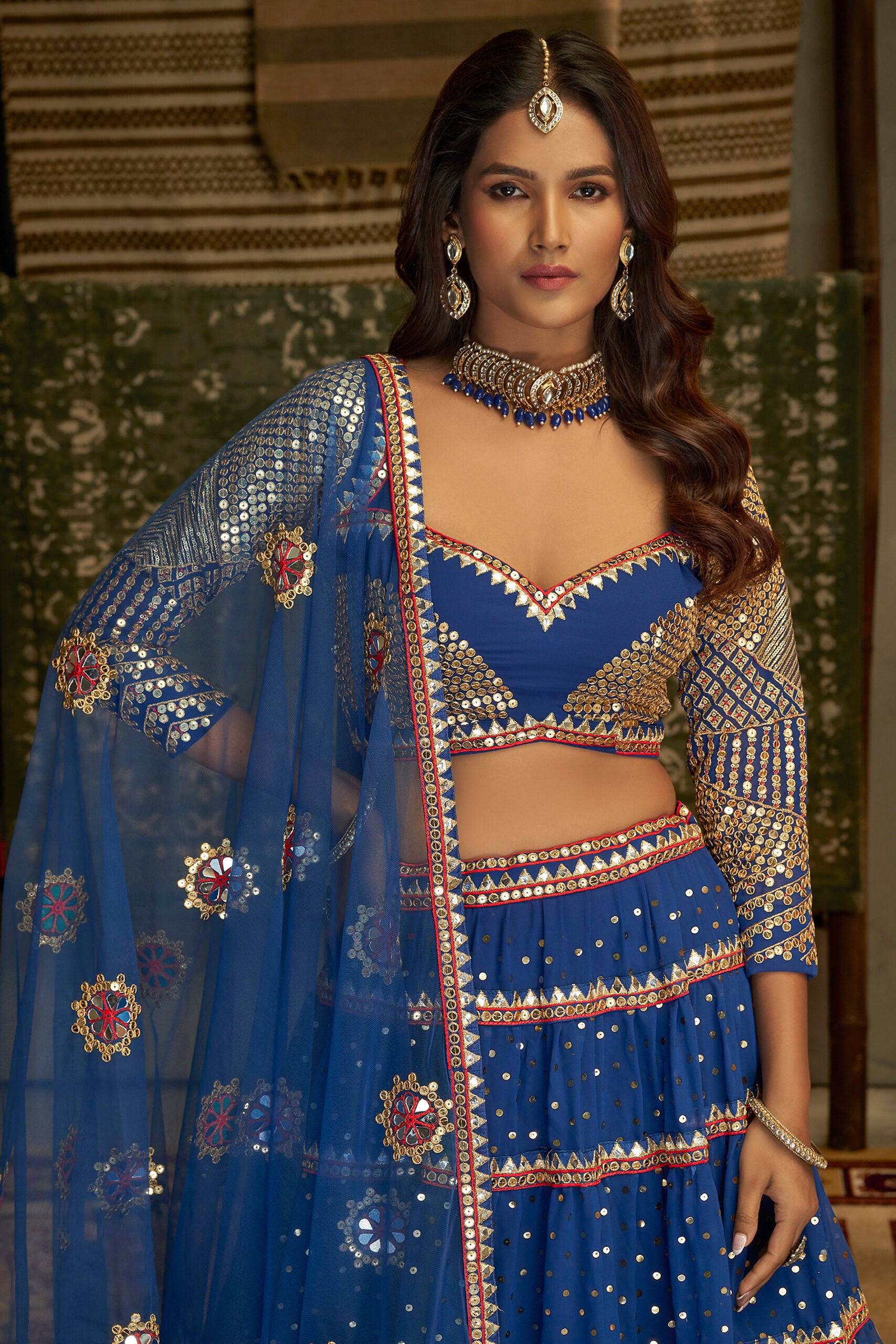 Nabh Neela Georgette Lehenga Choli